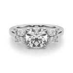 RD CENTER MQ & RD SIDES Semi-Mount Ring Setting - 14kt Yellow Gold