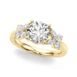RD CENTER MQ & RD SIDES Semi-Mount Ring Setting - 14kt Yellow Gold