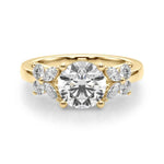 RD CENTER MQ & RD SIDES Semi-Mount Ring Setting - 14kt Yellow Gold