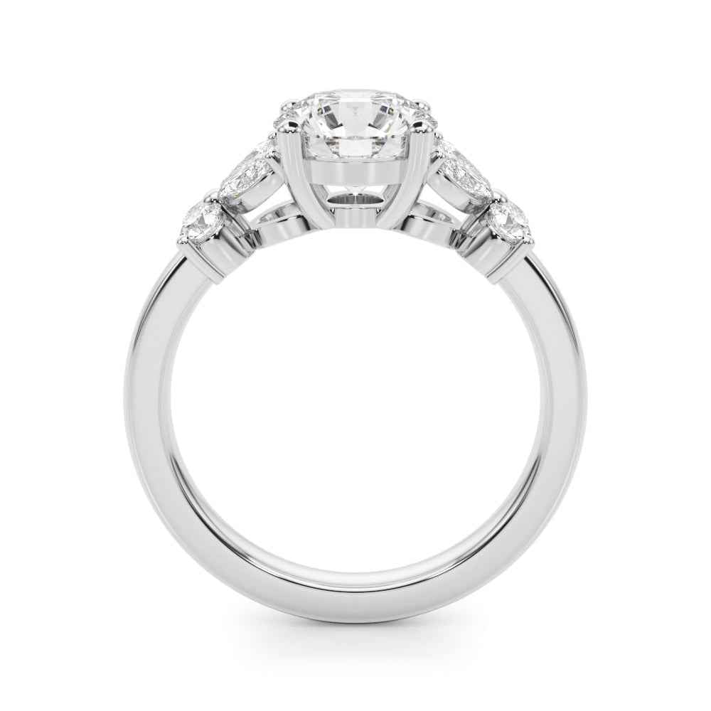 RD CENTER MQ & RD SIDES Semi-Mount Ring Setting - 14kt Yellow Gold