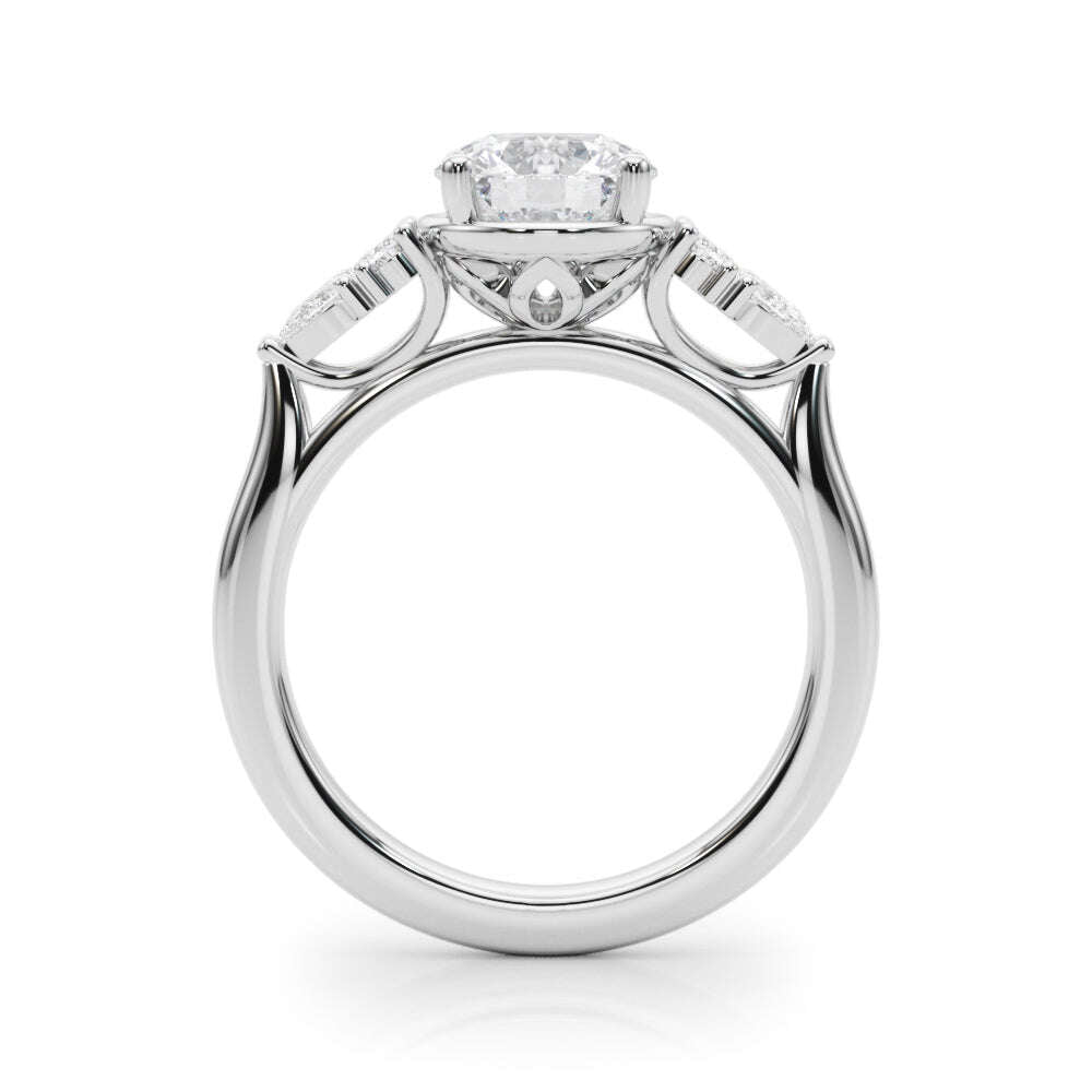 Round Center Pave & Sides Engagement Ring Setting in 14kt White Gold