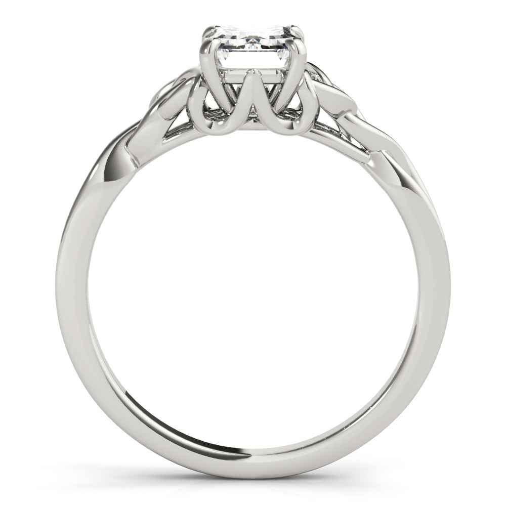 Stunning Emerald Cut Color Solitaire Engagement Ring in 14k White Gold (10x8mm)