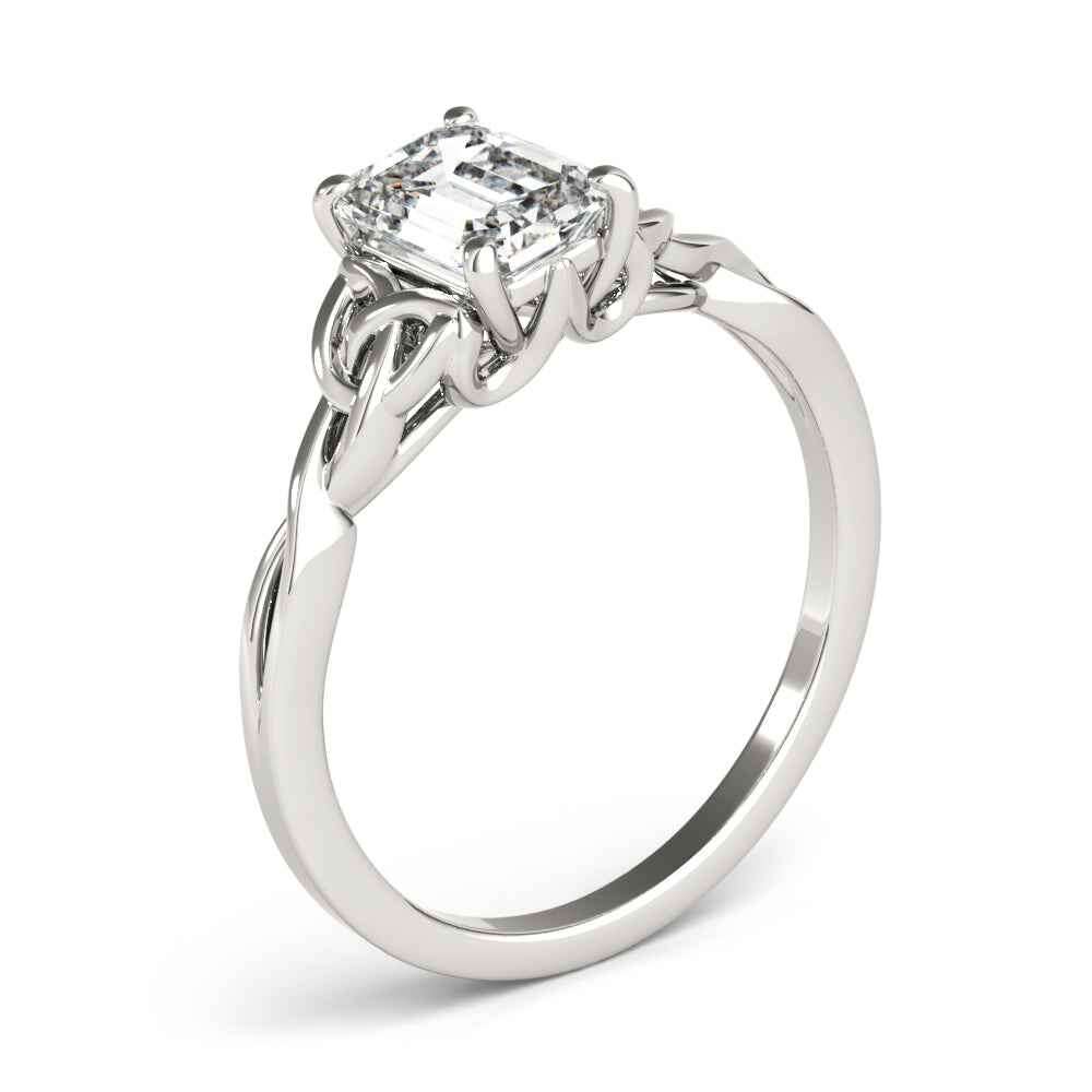 Stunning Emerald Cut Color Solitaire Engagement Ring in 14k White Gold (10x8mm)