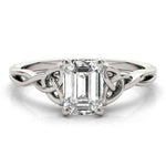 Stunning Emerald Cut Color Solitaire Engagement Ring in 14k White Gold (10x8mm)
