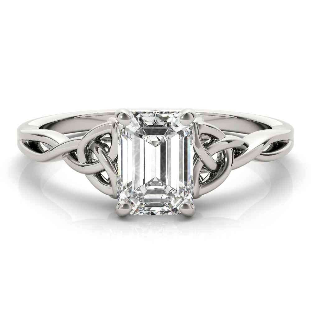 Stunning Emerald Cut Color Solitaire Engagement Ring in 14k White Gold (10x8mm)