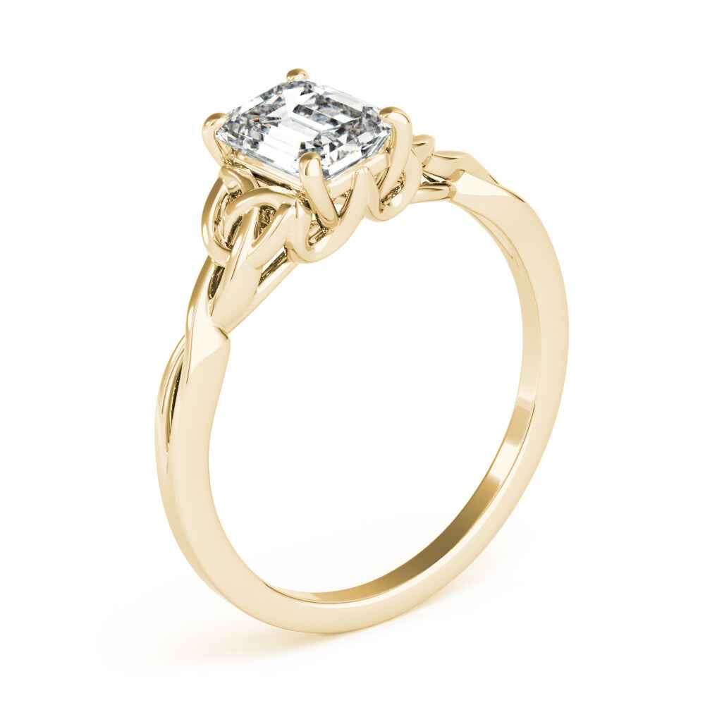 Stunning Emerald Cut Color Solitaire Engagement Ring in 14k White Gold (10x8mm)