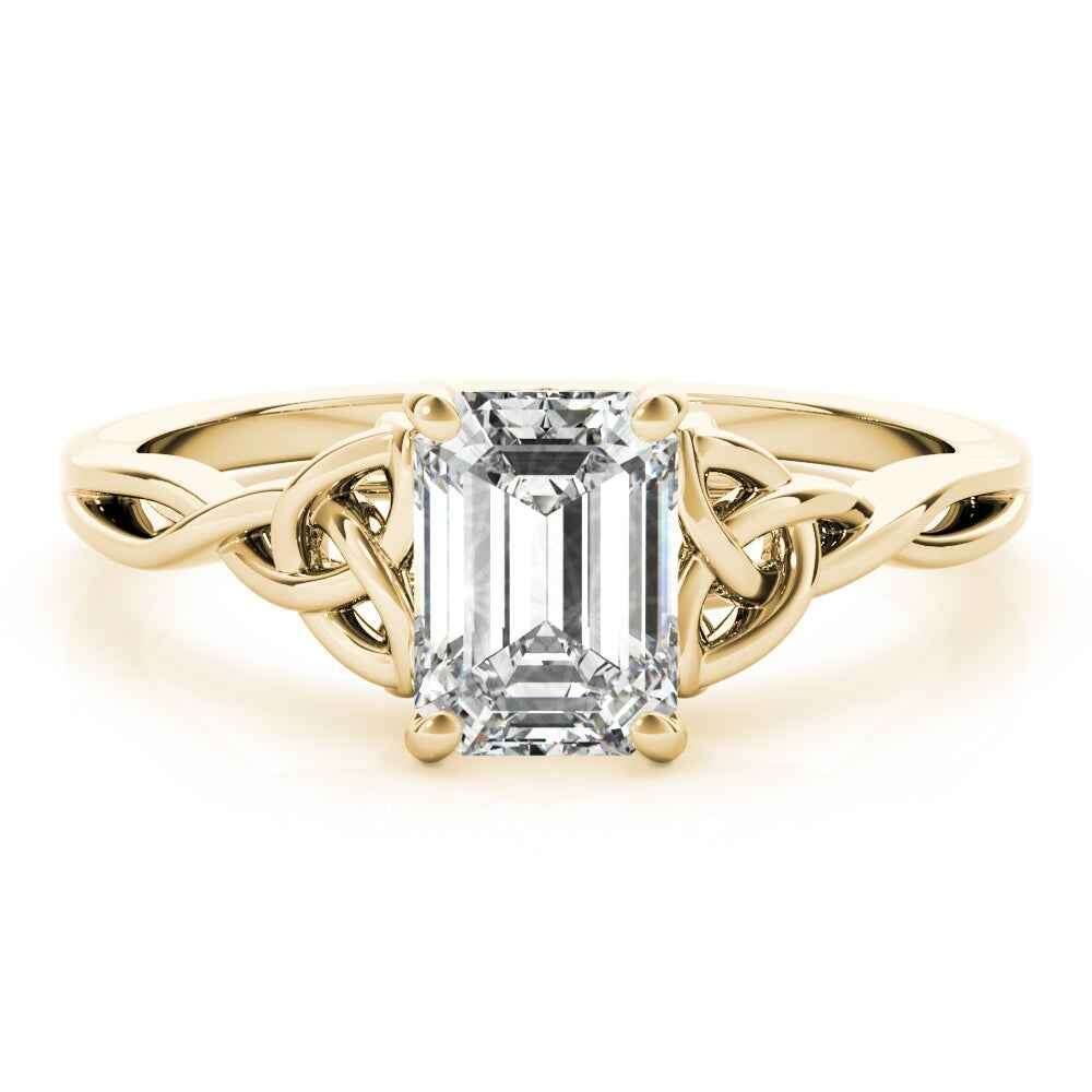Stunning Emerald Cut Color Solitaire Engagement Ring in 14k White Gold (10x8mm)